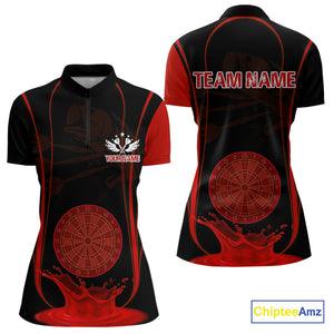 Red Water Lightning Dartboard & Fish Darts Shirt For Women - Custom Name & Team NYN0619