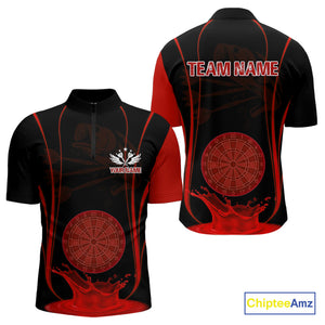 Red Water Lightning Dartboard & Fish Darts Shirt For Men - Custom Name & Team NYN0619