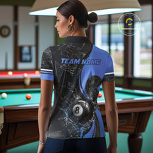 Load image into Gallery viewer, Blue Watering 8 Ball Pool Billiard Shirts For Women Custom Broken Glass Billiard Team Jersey NYN3136