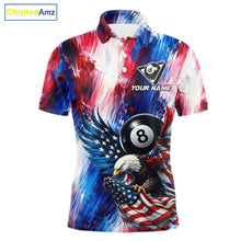 Load image into Gallery viewer, Patriotic Eagle Pool 8 Ball &amp; 9 Ball Men Billiard Shirt Custom US Flag Paint Billiard Team Attire NYN2559