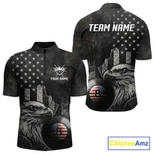 Load image into Gallery viewer, Retro Grunge US Flag Eagle Pool 8 Ball Men Billiard Shirt Custom Patriotic Billiard Team Attire NYN2564