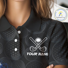 Load image into Gallery viewer, Womens Lightning US Flag Golf Polo Shirts Custom Black Golf Ball America 250Th Golf Shirt NYN3328
