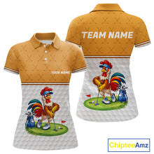 Load image into Gallery viewer, Personalized Funny Angry Rooster Golfer Womens Golf Polo Shirts Custom Clothes Golf Gifts NYN3152