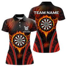 Load image into Gallery viewer, Custom Black-Red Fire Flames Dartboard Dart Shirts For Women Dart Tournament Team Jerseys NYN0038