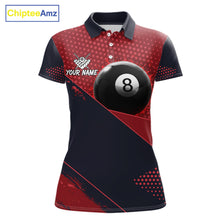 Load image into Gallery viewer, Red Splash 8 Ball Women's Billiard Polo Shirt Custom Splatter Pool Team Jersey League Apparel
