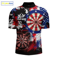 Load image into Gallery viewer, Personalized Patriotic Grunge Darts Polo &amp; 1/4-Zip Shirt For Men Thunder Dart Team Jerseys NYN2954