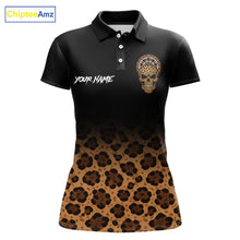 Load image into Gallery viewer, Brown Skull &amp; Dartboard Leopard Pattern Darts Polo Shirts For Women Darts Team Jerseys NYN2755