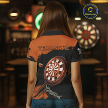 Load image into Gallery viewer, Personalized Orange Dartboard Arrow Polo &amp; 1/4 Shirts For Women, Dart Team Jerseys NYN0052