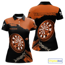 Load image into Gallery viewer, Personalized Orange Dartboard Arrow Polo &amp; 1/4 Shirts For Women, Dart Team Jerseys NYN0052