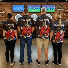 Load image into Gallery viewer, Personalized Bull Blue Flames Darts Polo &amp; 1/4-Zip Shirt For Men Funny Dart Team Dart Jerseys NYN2963