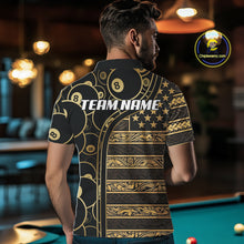 Load image into Gallery viewer, Black &amp; Gold Tribal 8 Ball Pool Shirts Custom Men Billiard Polo &amp; 1/4 Zip Shirt Billiard Team Jerseys NYN2970