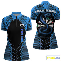 Load image into Gallery viewer, Custom Black And Blue Snake Pattern Cobra Dart Women Quarter-Zip Shirt, Dart Jerseys NYN1550