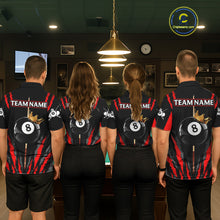 Load image into Gallery viewer, Black &amp; Red Men's Billiard Ball Shirts Personalized Crown 8 Ball Billiard Team Attire NYN2330