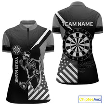Load image into Gallery viewer, Skeleton Running Black Pattern Dartboards Dart Shirts For Women, Dart Jerseys NYN0055