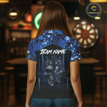 Load image into Gallery viewer, Crown Skull Splatter Paint Dartboard Darts Shirt For Women Custom Blue Splatter Dart Team Jerseys NYN3165