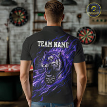 Load image into Gallery viewer, Purple Flaming Tiger Funny Darts Custom Men's Dart Polo Shirts Team Dart League Jerseys NYN2077