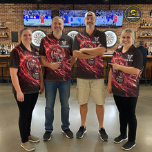Load image into Gallery viewer, Red Flaming Tiger Funny Darts Custom Men's Dart Polo Shirts Team Dart League Jerseys NYN2078