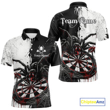 Load image into Gallery viewer, Personalized Black &amp; Red Dripping Spider Men Dart Polo Shirts Custom Dart League Jerseys NYN2095