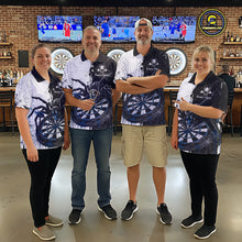 Load image into Gallery viewer, Personalized Black &amp; Blue Dripping Spider Men Dart Quarter-Zip Shirts Custom Dart League Jerseys NYN2097