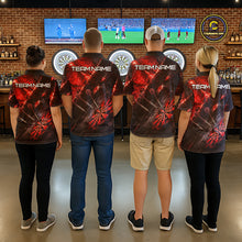 Load image into Gallery viewer, Personalized Black &amp; Red Grunge Dartboard &amp; Arrow Women Darts Polo Shirt Custom Dart Team Jersey NYN2618
