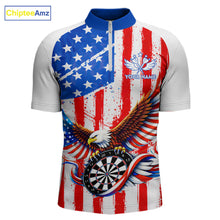 Load image into Gallery viewer, Personalized Eagle US Flag Patriotic Men Darts Quarter-Zip Shirt Custom Freedom-Day Dart Team Jersey NYN2620