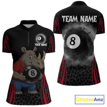 Load image into Gallery viewer, Custom Funny Rhino &amp; 8 Ball Women's Billiard Shirts Personalized Billiard Apparel Gifts NYN2333