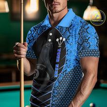 Load image into Gallery viewer, Personalized Cobra Snake Men Billiard Team Shirt Blue 8 Ball Billiard Polo &amp; 1/4 Zip Attire NYN2365