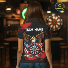 Load image into Gallery viewer, Personalized Red Grunge US Flag Eagle Dart Shirts For Women Patriotic Dart Polo &amp; 1/4-Zip Jersey NYN2780