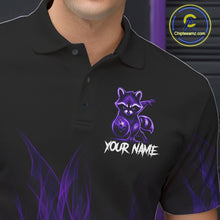 Load image into Gallery viewer, Purple Flames Funny Raccoon Bowling Shirt For Men Custom Bowling Team Jersey For Bowlers