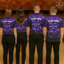 Load image into Gallery viewer, Purple Flames Custom Funny Raccoon Mens Bowling Shirts Bowling Team Shirt For Bowlers NYN3410