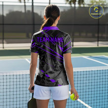 Load image into Gallery viewer, Custom Grey And Purple Pickleball Ball Jerseys For Women Pickleball Paddle League Shirts NYN2128