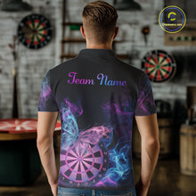Load image into Gallery viewer, Smoke Butterfly Dartboard Men Dart Polo &amp; 1/4-Zip Shirt Custom Blue Pink Dart Jersey For Darters NYN3001