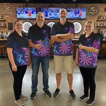 Load image into Gallery viewer, Smoke Butterfly Dartboard Men Dart Polo &amp; 1/4-Zip Shirt Custom Blue Pink Dart Jersey For Darters NYN3001