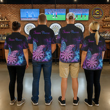 Load image into Gallery viewer, Smoke Butterfly Dartboard Men Dart Polo &amp; 1/4-Zip Shirt Custom Blue Pink Dart Jersey For Darters NYN3001
