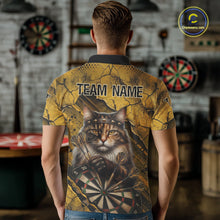 Load image into Gallery viewer, Funny Cat Cracked Darts Shirt For Men Custom Yellow Grunge Darts Team Jersey, Darts Gifts NYN3006