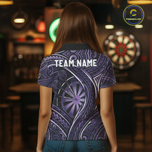 Load image into Gallery viewer, Black Purple Tribal Pattern Darts Polo &amp; 1/4-Zip Shirt For Women Personalized Tribal Dart Team Appeal NYN3009