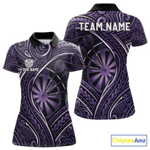 Load image into Gallery viewer, Black Purple Tribal Pattern Darts Polo &amp; 1/4-Zip Shirt For Women Personalized Tribal Dart Team Appeal NYN3009