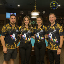 Load image into Gallery viewer, Fire Flame 8 Ball Billiard Pool Shirt For Women Custom Yellow Light Billiard Ball Team Jersey NYN3432
