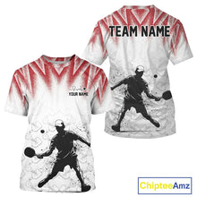 Load image into Gallery viewer, Custom White And Red Grunge Pickleball Paddle League Jerseys Men Pickleball Team Shirts NYN2140