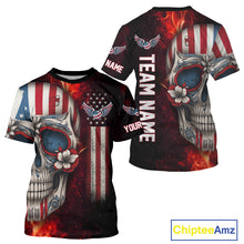 Load image into Gallery viewer, Custom Sugar Skull Red Flaming Pickleball League Jerseys Men Pickleball US Flag Team Shirts NYN2149