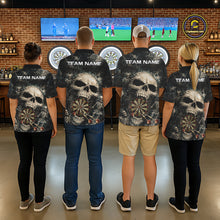 Load image into Gallery viewer, Grunge Horror Grey Skull Vintage Dartboard &amp; Arrow Women Darts Polo Shirt Custom Dart League Shirts NYN2642