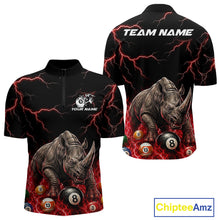 Load image into Gallery viewer, Funny rhino billiard 8 ball pool shirt for men custom thunder lightning billiard jersey red
