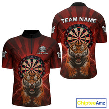 Load image into Gallery viewer, Horror Tiger Red Dartboard Custom Men's Darts Quarter-Zip Shirt Dart Tournament Jerseys NYN1901