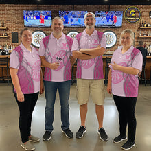 Load image into Gallery viewer, Personalized Grunge Pink Flaming Dartboard Men Darts Polo &amp; 1/4-Zip Shirts Dart Team Jerseys NYN2810