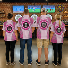 Load image into Gallery viewer, Personalized Grunge Pink Flaming Dartboard Men Darts Polo &amp; 1/4-Zip Shirts Dart Team Jerseys NYN2810