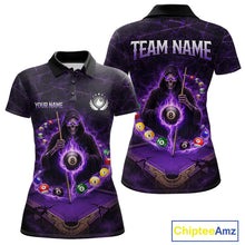 Load image into Gallery viewer, Grunge Grim Reaper Billiard Pool Women Billiard Shirts Custom Flame 8 Ball Pool Billiard Team Jerseys NYN3015
