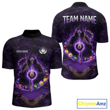 Load image into Gallery viewer, Grunge Grim Reaper Billiard Pool Men Billiard Shirts Custom Flame 8 Ball Pool Billiard Team Jerseys NYN3015