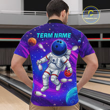 Load image into Gallery viewer, Man wearing funny astronaut galaxy bowling shirt custom bowling apparel