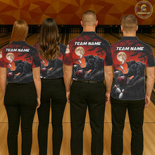 Load image into Gallery viewer, Black red panther bowling team shirts custom bowling jerseys for leagues