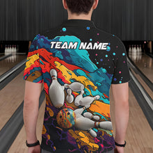 Load image into Gallery viewer, Man wearing colorful bowling shirt custom bowling apparel